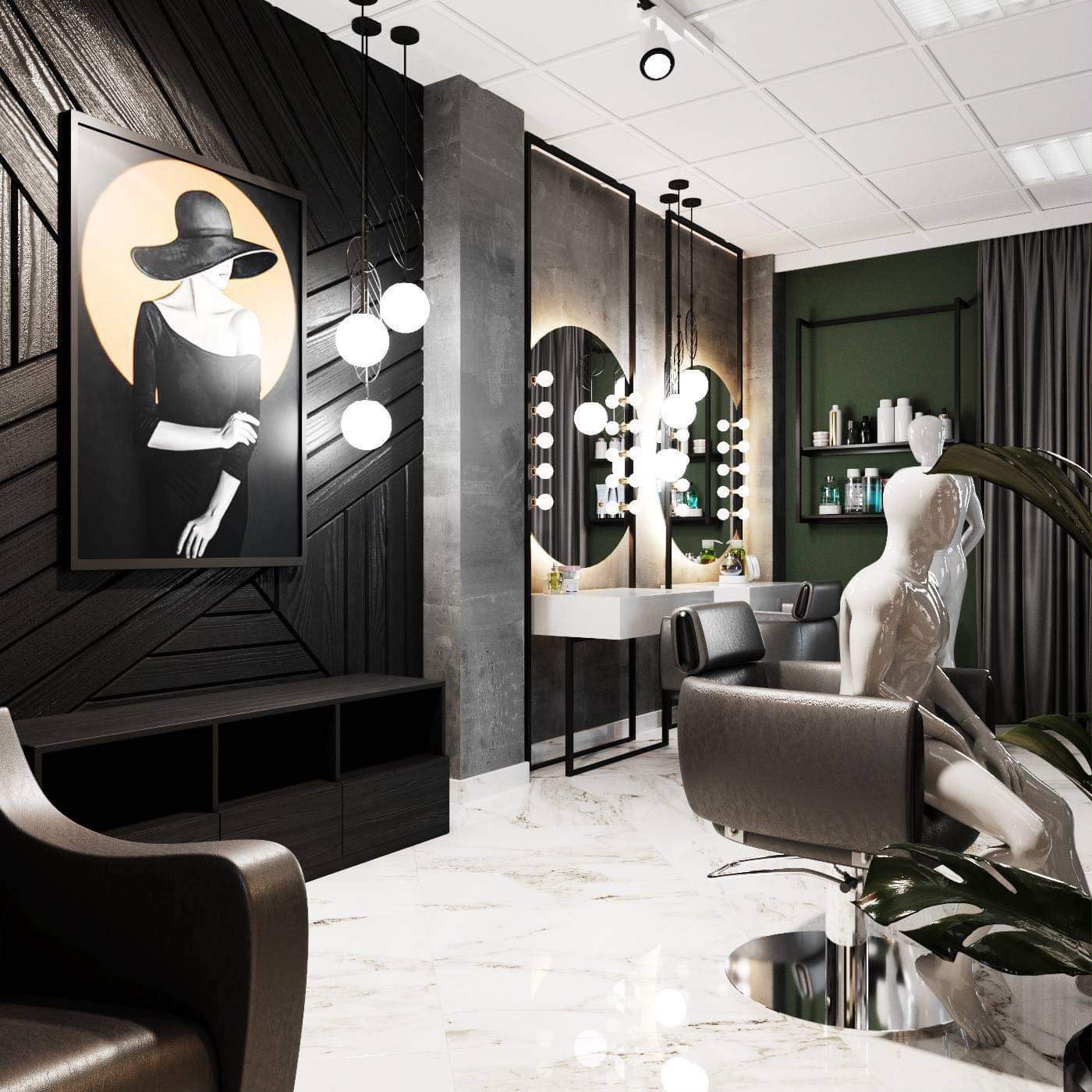 Zona de styling cu oglinzi iluminate